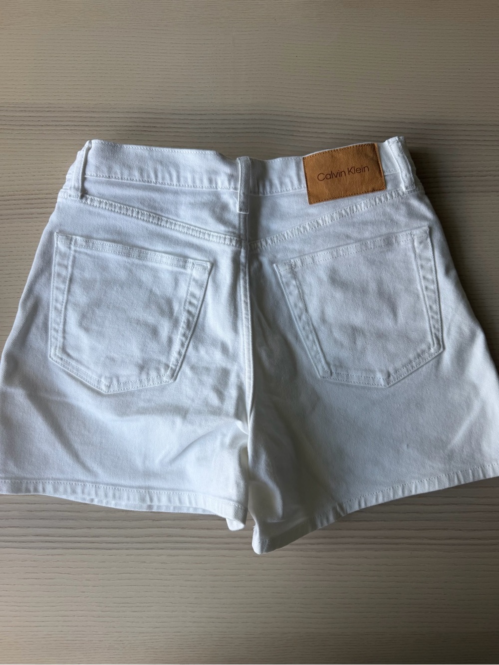Calvin Klein "Easy Short" White High-Waisted Denim Shorts - Size W28